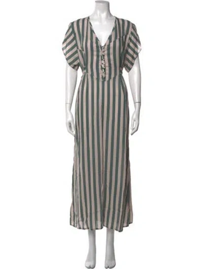 Pre-owned Natalie Martin Striped Long Dress W/ Tags In Green