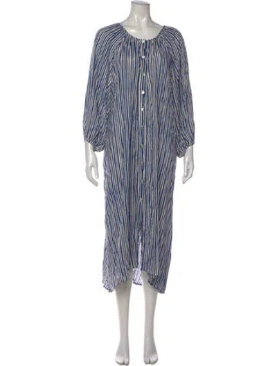 Pre-owned Natalie Martin Striped Long Dress In White