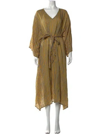 Pre-owned Natalie Martin Striped Long Dress In Yellow