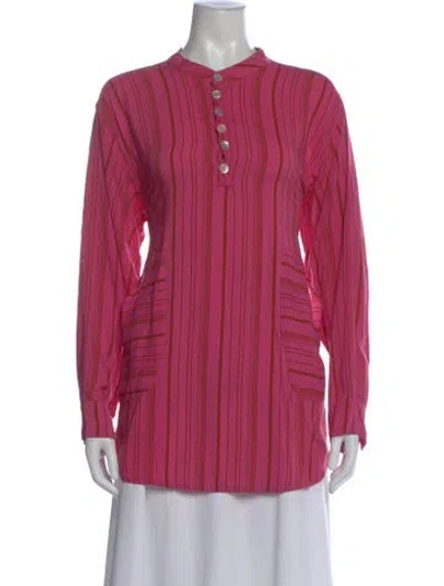 Pre-owned Natalie Martin Striped Long Sleeve Tunic In Pink