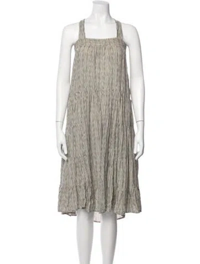Pre-owned Natalie Martin Striped Midi Length Dress In Neutral