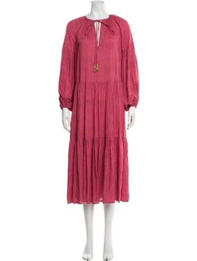 Pre-owned Natalie Martin Striped Midi Length Dress In Pink