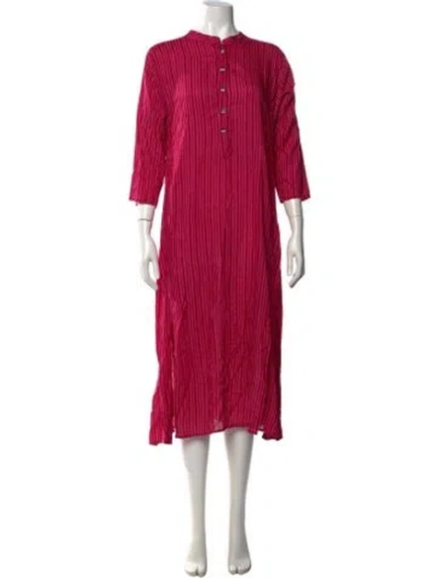 Pre-owned Natalie Martin Striped Midi Length Dress In Pink