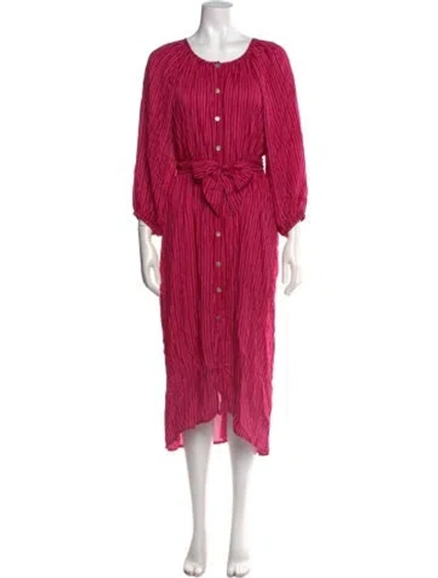 Pre-owned Natalie Martin Striped Midi Length Dress W/ Tags In Pink
