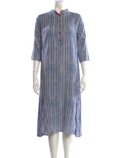 Pre-owned Natalie Martin Striped Midi Length Dress In White