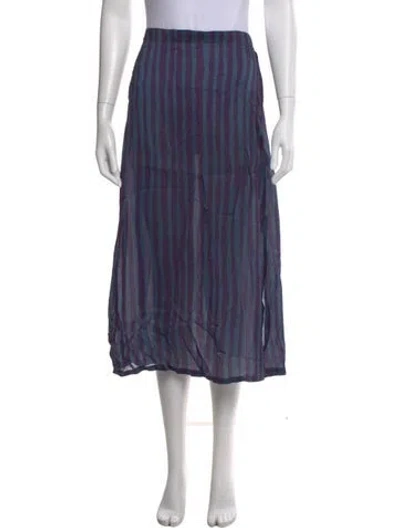 Pre-owned Natalie Martin Striped Midi Length Skirt W/ Tags In Blue