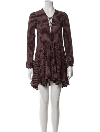 Pre-owned Natalie Martin Striped Mini Dress In Black