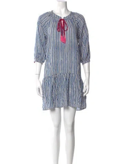 Pre-owned Natalie Martin Striped Mini Dress In Blue