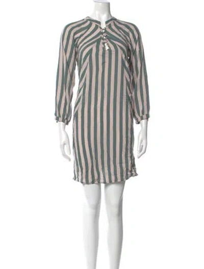 Pre-owned Natalie Martin Striped Mini Dress In Green