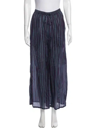 Pre-owned Natalie Martin Striped Pleated Accents Sweatpants W/ Tags In Blue