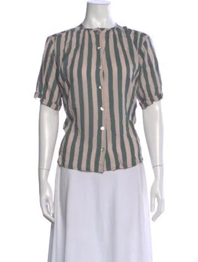 Pre-owned Natalie Martin Striped Short Sleeve Blouse In Multi
