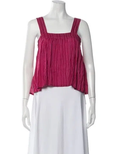 Pre-owned Natalie Martin Striped Square Neckline Top In Pink