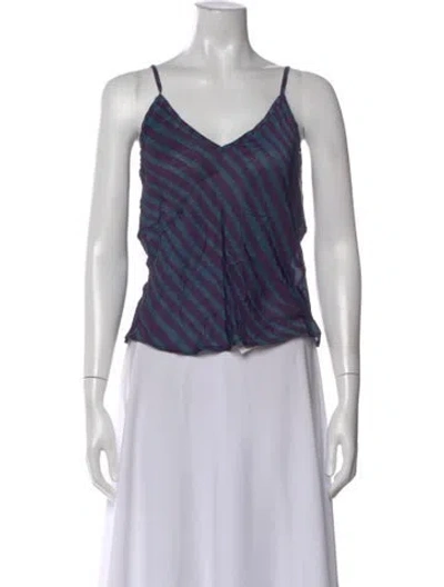 Pre-owned Natalie Martin Striped V-neck Top W/ Tags In Blue