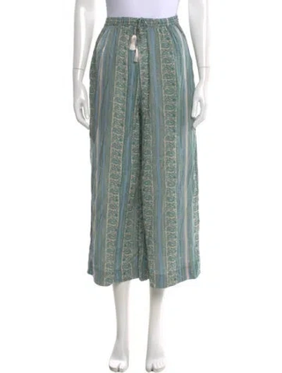Pre-owned Natalie Martin Striped Wide Leg Pants In Green