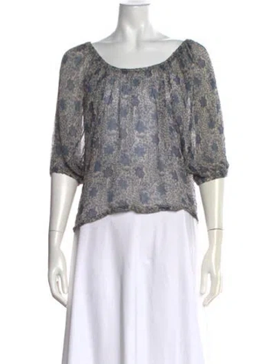 Pre-owned Natalie Martin Tie-dye Print Crew Neck Top In Blue