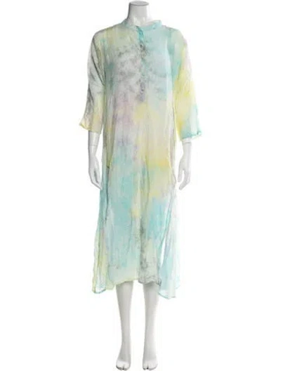 Pre-owned Natalie Martin Tie-dye Print Long Dress In Blue