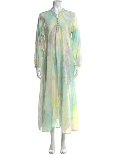 Pre-owned Natalie Martin Tie-dye Print Long Dress In Blue