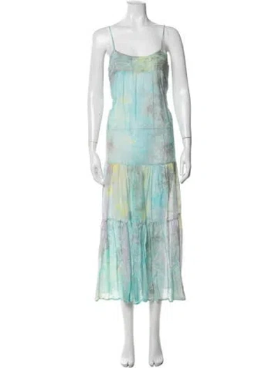 Pre-owned Natalie Martin Tie-dye Print Long Dress In Blue