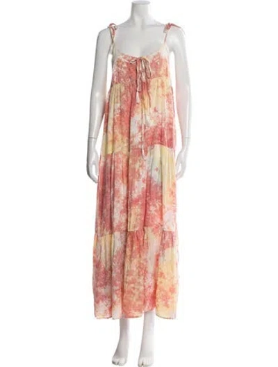 Pre-owned Natalie Martin Tie-dye Print Long Dress In Orange