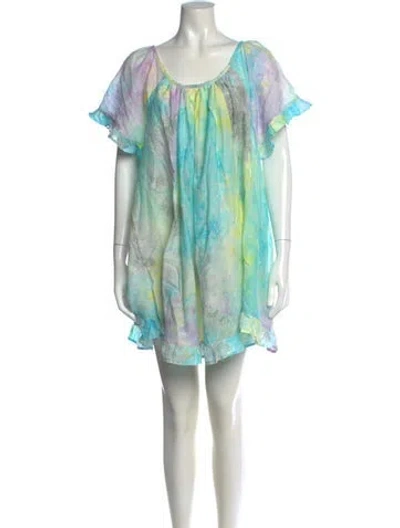 Pre-owned Natalie Martin Tie-dye Print Mini Dress In Blue