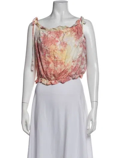 Pre-owned Natalie Martin Tie-dye Print Off-the-shoulder Crop Top In Pink