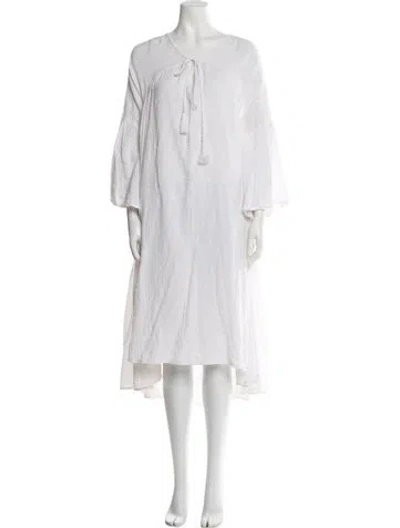 Pre-owned Natalie Martin V-neck Knee-length Dress In White