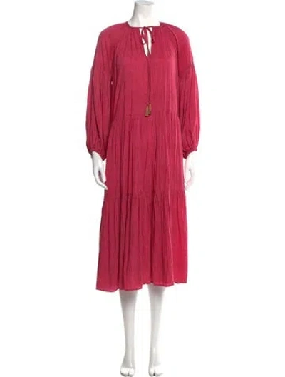 Pre-owned Natalie Martin V-neck Long Dress In Pink