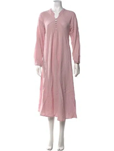 Pre-owned Natalie Martin V-neck Long Dress In Pink