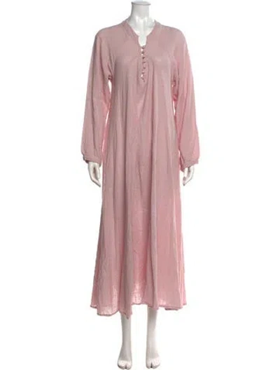 Pre-owned Natalie Martin V-neck Long Dress In Pink