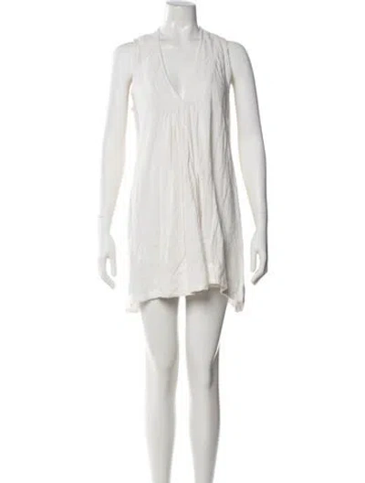 Pre-owned Natalie Martin V-neck Mini Dress In Neutral