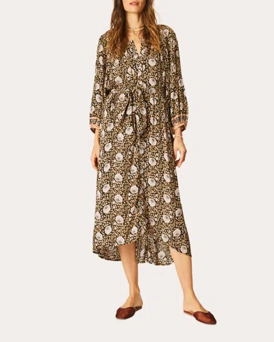 Natalie Martin Women's Alex Belted Floral-print Cotton Midi Dress In Vintage Flowers Sepia