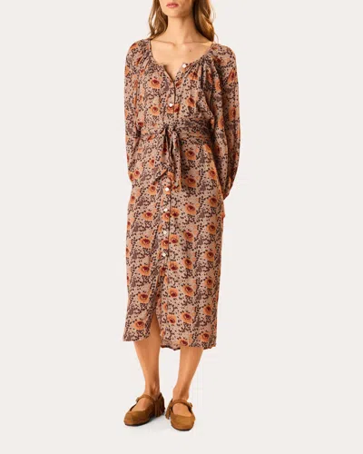 Natalie Martin Women's Alex Floral Belted Button-up Top Midi Dress Rayon In Multi