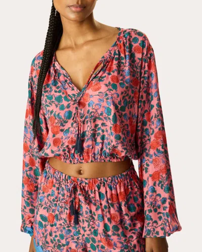 Natalie Martin Women's Amelia Floral Tie-neck Crop Top