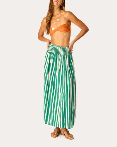 Natalie Martin Women's Bella Stripe Cotton Smocked Maxi Skirt In Green