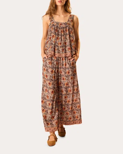 Natalie Martin Women's Jasmine Floral Pintucked Tank Top Rayon In Brown