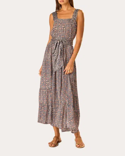 Natalie Martin Women's Jasmine Floral Pintucked Tiered Maxi Dress In Blue