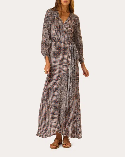 Natalie Martin Women's Kate Floral Gathered Wrap Maxi Dress In Blue