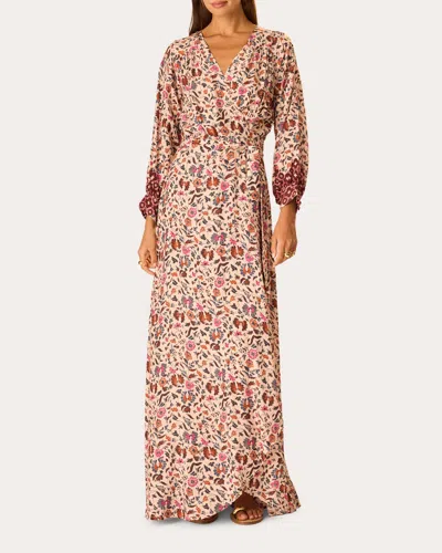 Natalie Martin Women's Kate Floral Gathered Wrap Maxi Dress In Neutral