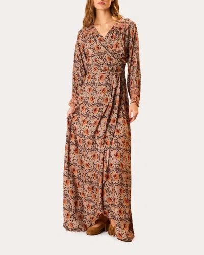 Natalie Martin Women's Kate Floral Gathered Wrap Maxi Dress Rayon In Multi