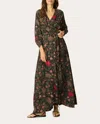 Natalie Martin Women's Kate Floral Silk Asymmetric Wrap Maxi Dress In Black