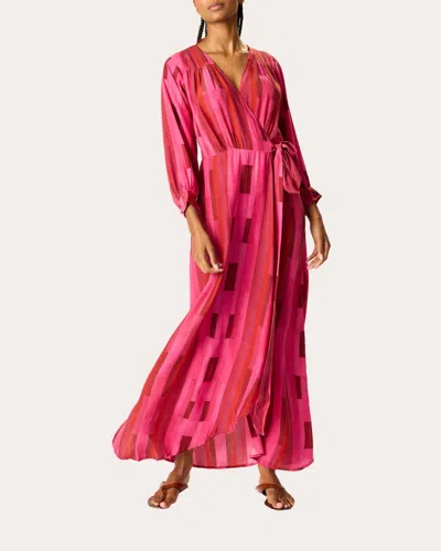 Natalie Martin Women's Kate Silk Asymmetric Wrap Maxi Dress