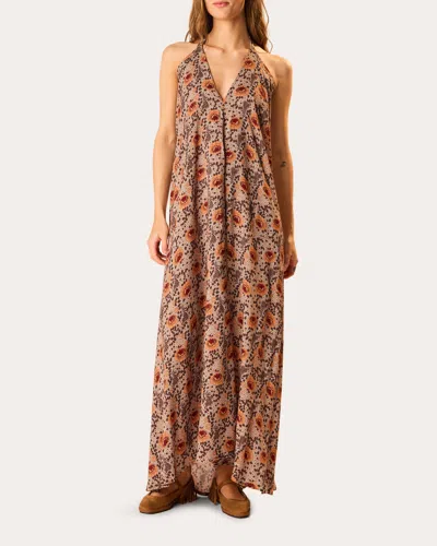 Natalie Martin Women's Lola Floral Halter Maxi Dress Rayon In Animal Print