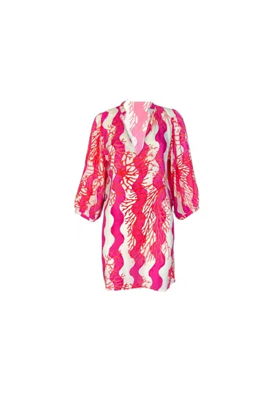 Natalie Martin Women's Maria Rayon Print Dress In Coral Wave Fuchsia In Pink