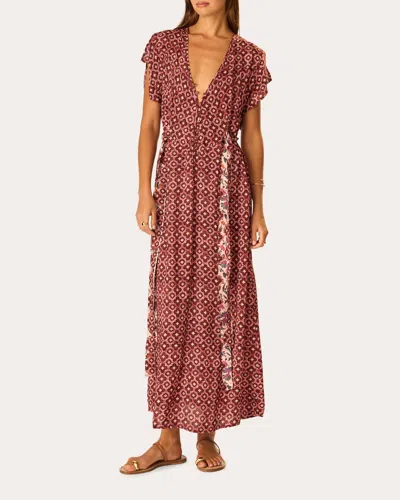 Natalie Martin Women's Monica Mosaic V-neck Maxi Dress In Brown