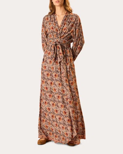 Natalie Martin Women's Nico Floral Belted Long-sleeve Maxi Dress Rayon In Multi