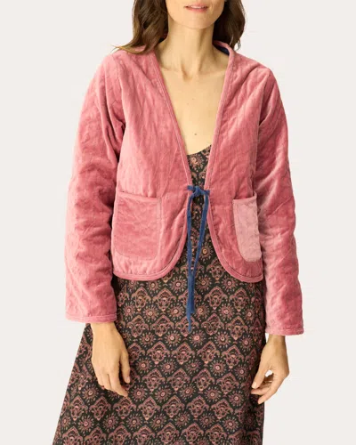Natalie Martin Women's Saskia Reversible Quilted Velvet Crop Jacket In Blue