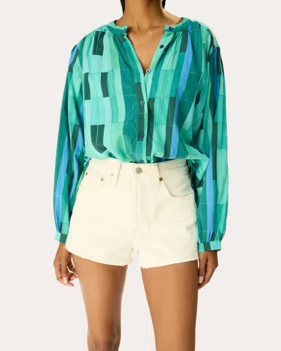 Natalie Martin Women's Tolan Cotton Gathered Button-up Shirt