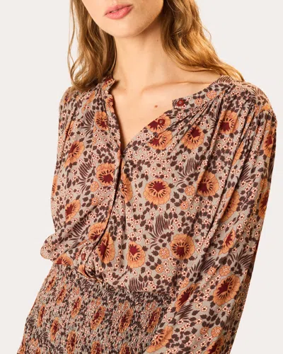 Natalie Martin Women's Tolan Floral Gathered Button-up Top Rayon In Multi