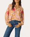 Natalie Martin Women's Tolan Floral Silk Gathered Button-up Shirt In Orange