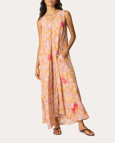Natalie Martin Women's Tova Floral Silk Sleeveless Maxi Dress In Orange